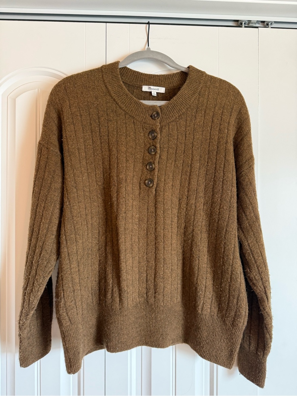 Madewell Caramel Brown Ribbed Button Cardigan
